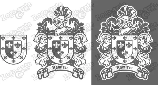 Imágenes vectoriales del escudo de armas del apellido Ramírez para descargar.