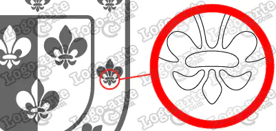 Las puntas y ángulos de este escudo heráldico vectorial están redondeados para facilitar el corte y pelado.