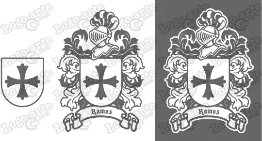 Imágenes vectoriales del escudo de armas del apellido Ramos para descargar.