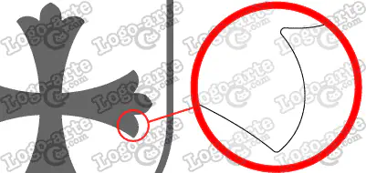 Las puntas y ángulos de este escudo heráldico vectorial están redondeados para facilitar el corte y pelado.
