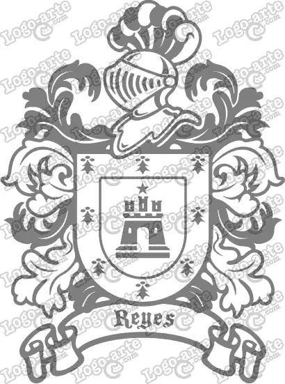 Escudo heráldico del apellido Reyes en vectores para cortar en plotter.