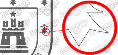 Las puntas y ángulos de este escudo heráldico vectorial están redondeados para facilitar el corte y pelado.