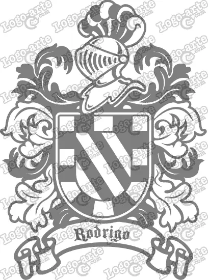 Escudo heráldico del apellido Rodrigo en vectores para cortar en plotter.
