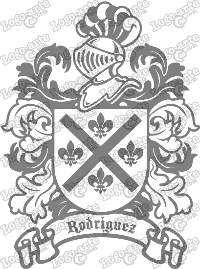 Escudo heráldico del apellido Rodríguez en vectores para cortar en plotter.