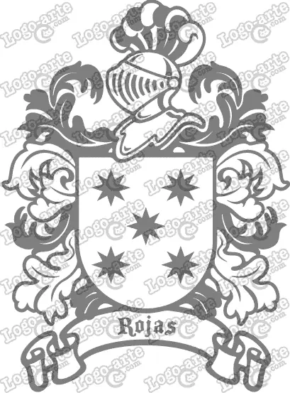Escudo heráldico del apellido Rojas en vectores para cortar en plotter.