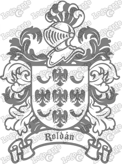 Escudo heráldico del apellido Roldán en vectores para cortar en plotter.