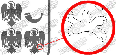 Las puntas y ángulos de este escudo heráldico vectorial están redondeados para facilitar el corte y plotter.