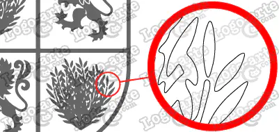 Las puntas y ángulos de este escudo heráldico vectorial están redondeados para facilitar el corte y plotter.