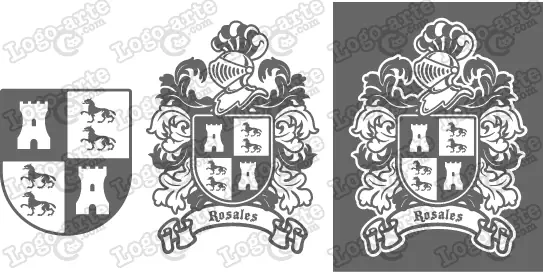 Imágenes vectoriales del escudo de armas del apellido Rosales para descargar.