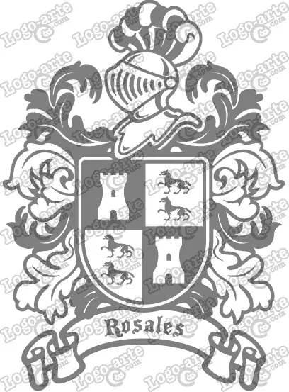 Escudo heráldico del apellido Rosales en vectores para cortar en plotter.