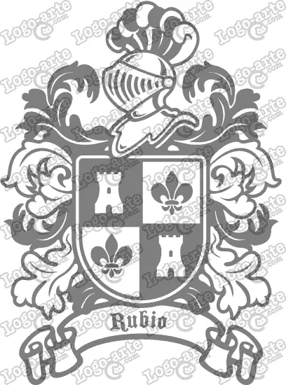 Escudo heráldico del apellido Rubio en vectores para cortar en plotter.