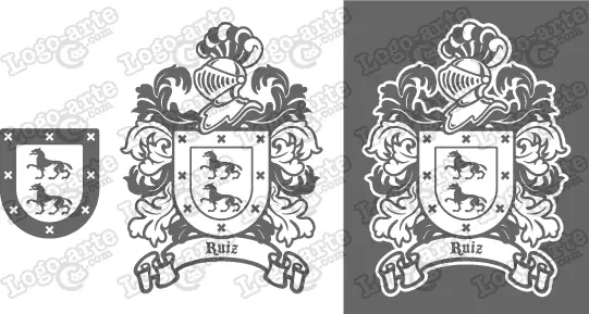 Imágenes vectoriales del escudo de armas del apellido Ruiz para descargar.
