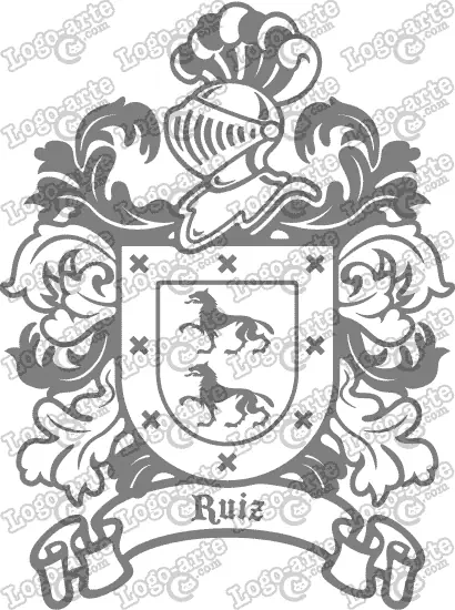 Escudo heráldico del apellido Ruiz en vectores para cortar en plotter.