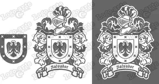 Imágenes vectoriales del escudo de armas del apellido Salvador para descargar.