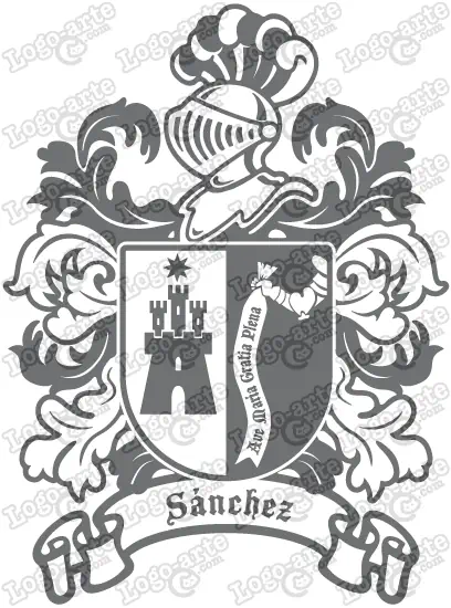 Escudo heráldico del apellido Sánchez en vectores para cortar en plotter.