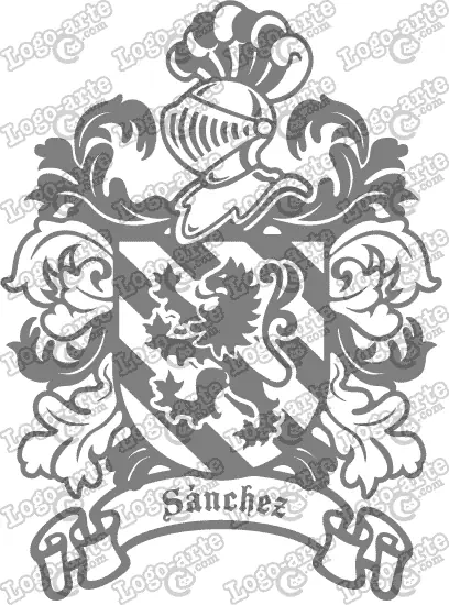Escudo heráldico del apellido Sánchez en vectores para cortar en plotter.