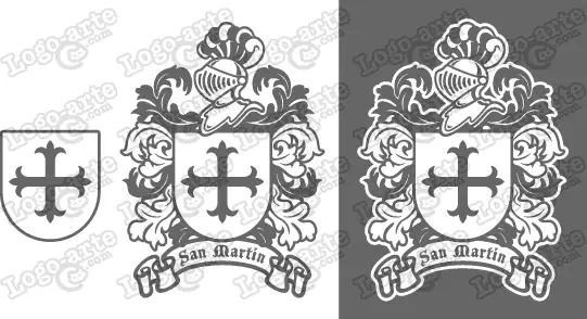 Imágenes vectoriales del escudo de armas del apellido San Martín para descargar.