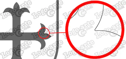Las puntas y ángulos de este escudo heráldico vectorial están redondeados para facilitar el corte y plotter.