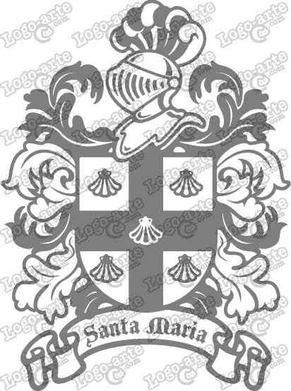 Escudo heráldico del apellido Santa María en vectores para cortar en plotter.