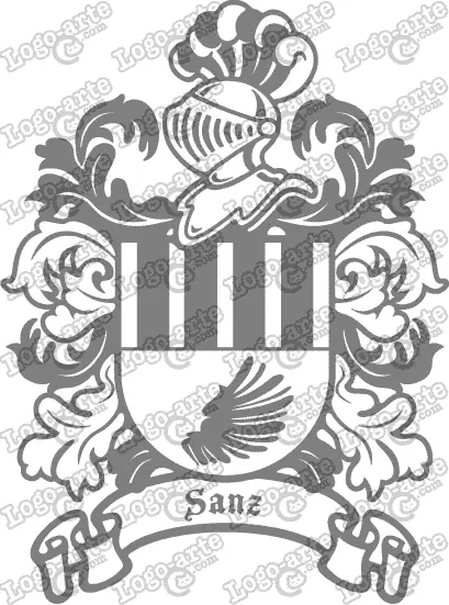 Escudo heráldico del apellido Sanz en vectores para cortar en plotter.