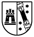 Escudo heráldico vectorial del apellido Serrano para grabado CNC en madera, corte en plotter y chorro de arena formato DXF.