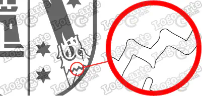 Las puntas y ángulos de este escudo heráldico vectorial están redondeados para facilitar el corte y plotter.
