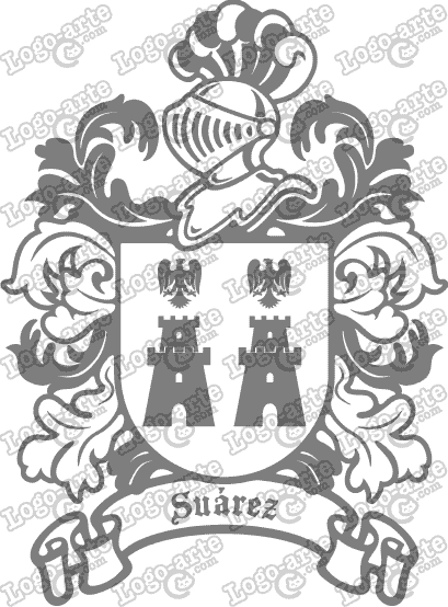 Escudo heráldico del apellido Suárez en vectores para cortar en plotter.