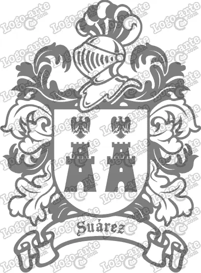 Escudo heráldico del apellido Suárez en vectores para cortar en plotter.