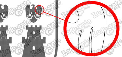 Las puntas y ángulos de este escudo heráldico vectorial están redondeados para facilitar el corte y plotter.