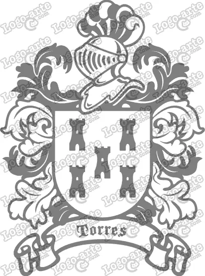Escudo heráldico del apellido Torres en vectores para cortar en plotter.
