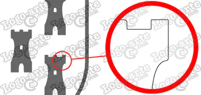 Las puntas y ángulos de este escudo heráldico vectorial están redondeados para facilitar el corte y plotter.