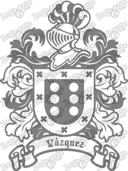 Escudo heráldico del apellido Vázquez en vectores para cortar en plotter.
