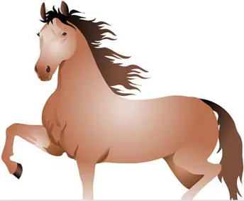 Vista del caballo vectorial con los rellenos establecidos.