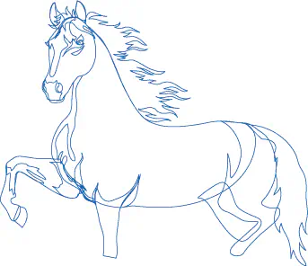 Vista del caballo vectorial sin los rellenos.