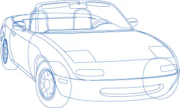 Imagen vectorial de automóvil mostrando sus contornos, sin rellenos.