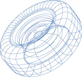 Imagen vectorial de rueda mostrando sus contornos, sin rellenos.