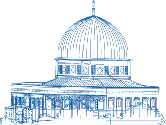 Imagen vectorial de mezquita mostrando sus contornos, sin rellenos.