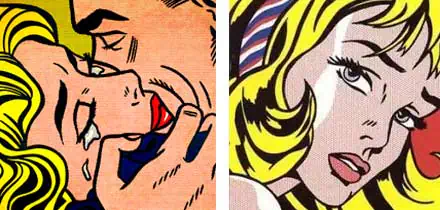 El beso y Girl with hair ribbon, dos obras de Roy Lichtenstein.