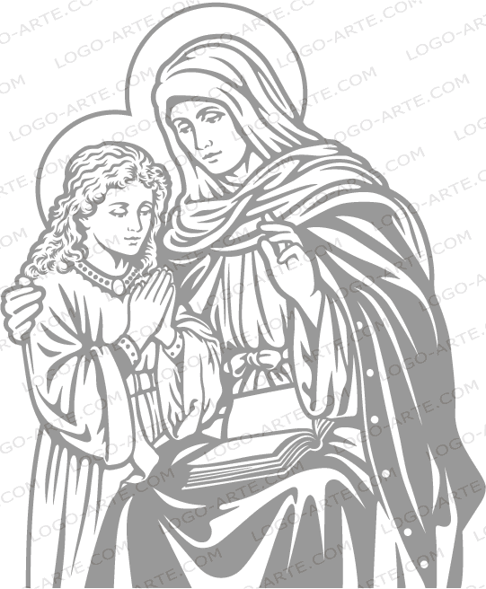 Imagem de Santa Ana e Maria vetorizada para cortar em plotter.