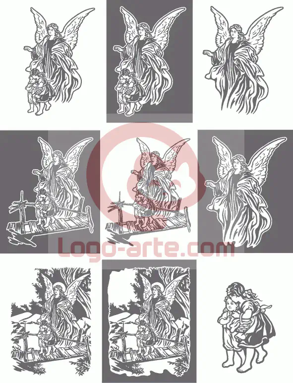 Imagens vetoriais do Anjo da Guarda disponíveis para descarregar e cortar.