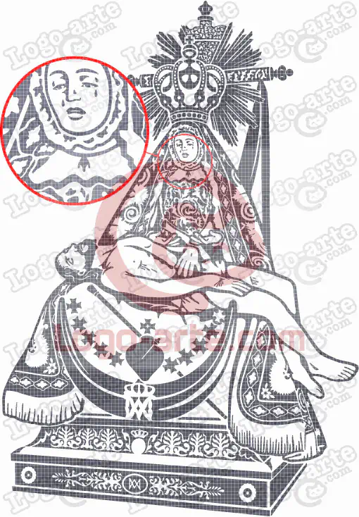 Imagen vectorial de la Virgen de las Angustias para cortar en plotter y grabado.