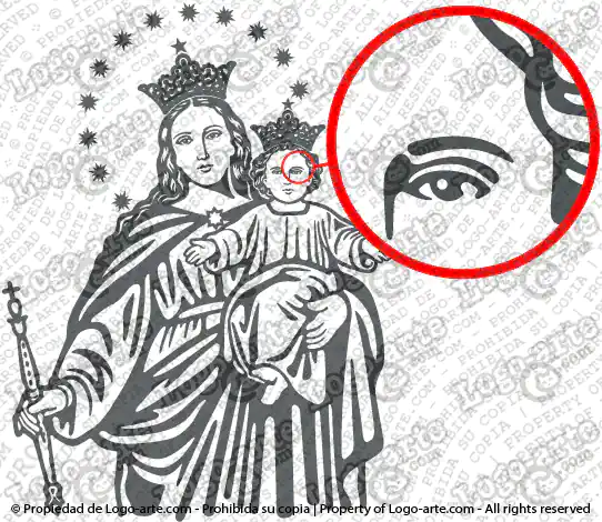 Immagine vettoriale di Maria Ausiliatrice: dettaglio ingrandito.