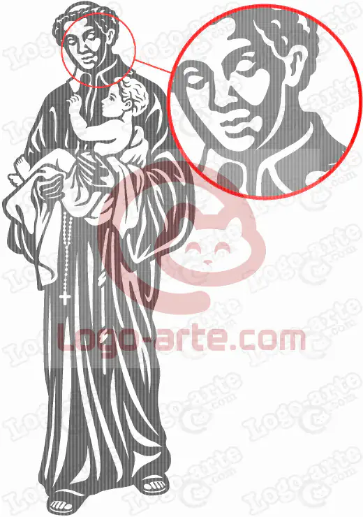 Saint Benedict of Palermo vector for plotter cutting, showing enlarged detail.