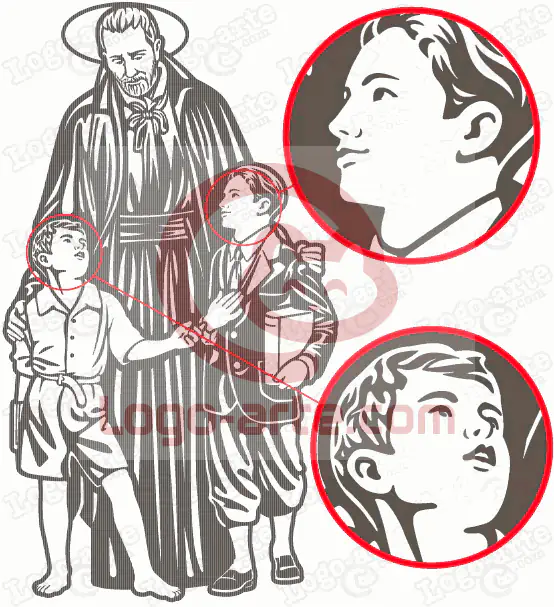 Immagine vettoriale di San Giuseppe Calasanzio per taglio a plotter o incisione. Immagine cristiana.