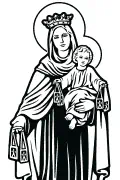 Imagen vectorial de la Virgen del Carmen de cuerpo entero para cortar en plotter, chorro de arena y CNC en formatos EPS, DXF y SVG.