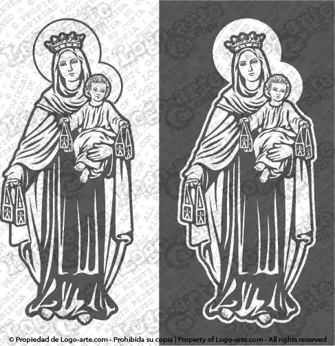 Immagini vettoriali della Madonna del Carmelo disponibili per il download e il taglio.