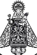 Our Lady of Covadonga vector for plotter and engraving. Religious Christian vector art.