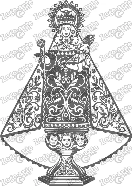 Arte vettoriale della Madonna di Covadonga per taglio plotter o incisione.