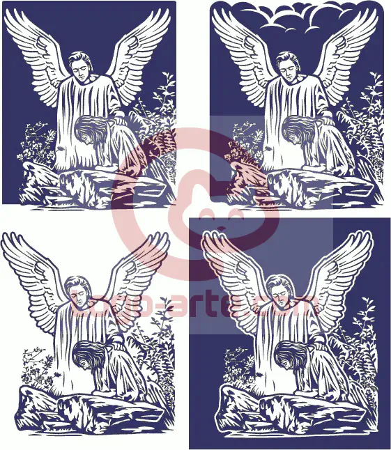 Imágenes vectoriales de Jesús confortado por un ángel disponibles para descargar.