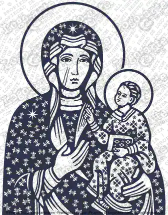 Vector art of the Virgin of Czestochowa for plotter cutting or engraving.